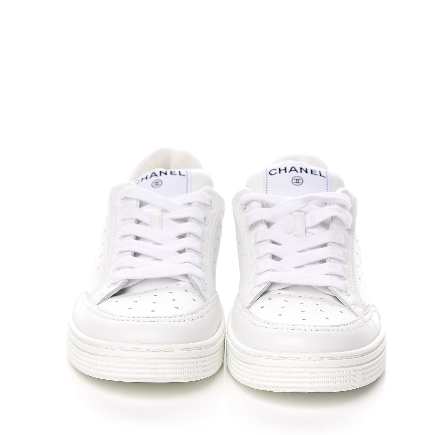 Calfskin Womens Logo Sneakers 38 White