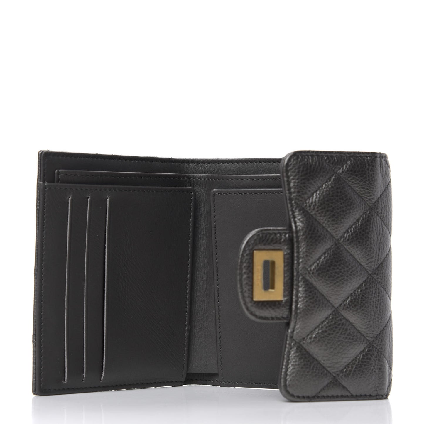 Metallic Calfskin Quilted Reissue Compact Wallet Grey