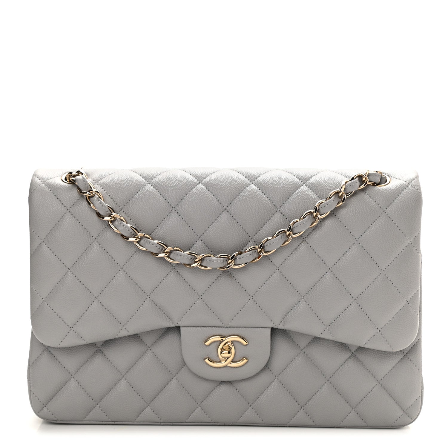Chanel Caviar Quilted Jumbo Double Flap Grey 1 of 12