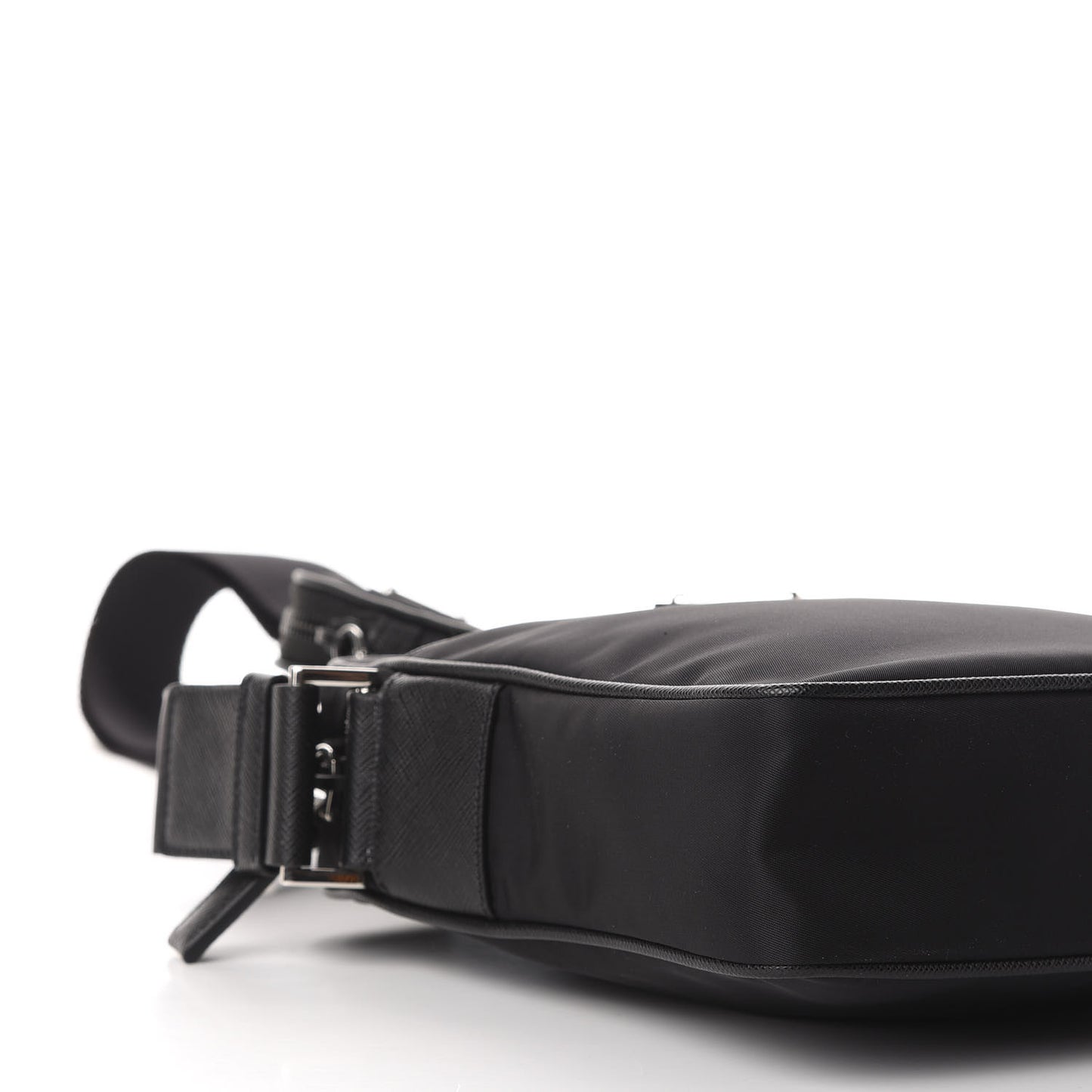 Tessuto Nylon Saffiano Pocket Messenger Shoulder Bag Black