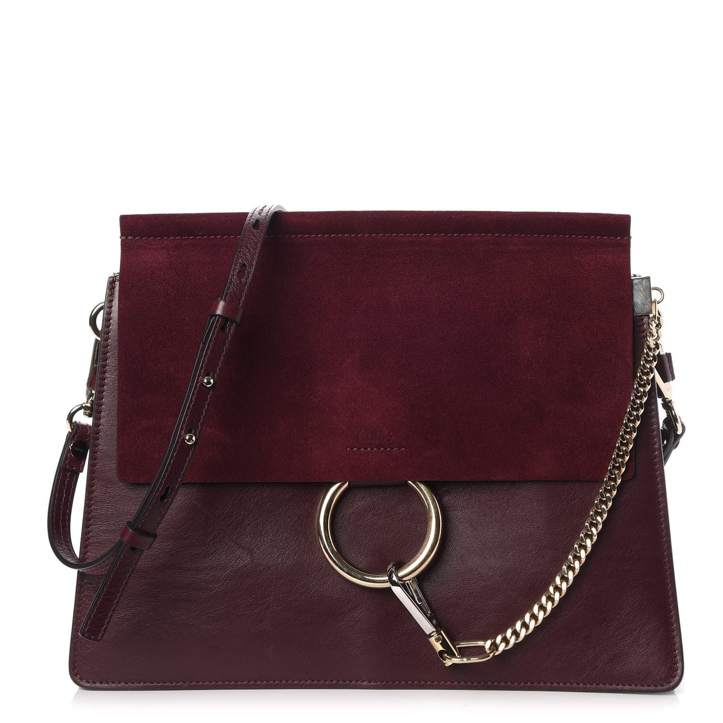 Suede Calfskin Medium Faye Shoulder Bag Dark Purple