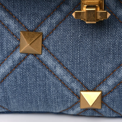 Valentino Garavani Denim Medium Roman Stud Shoulder Bag Light Denim Selleria 11 of 11
