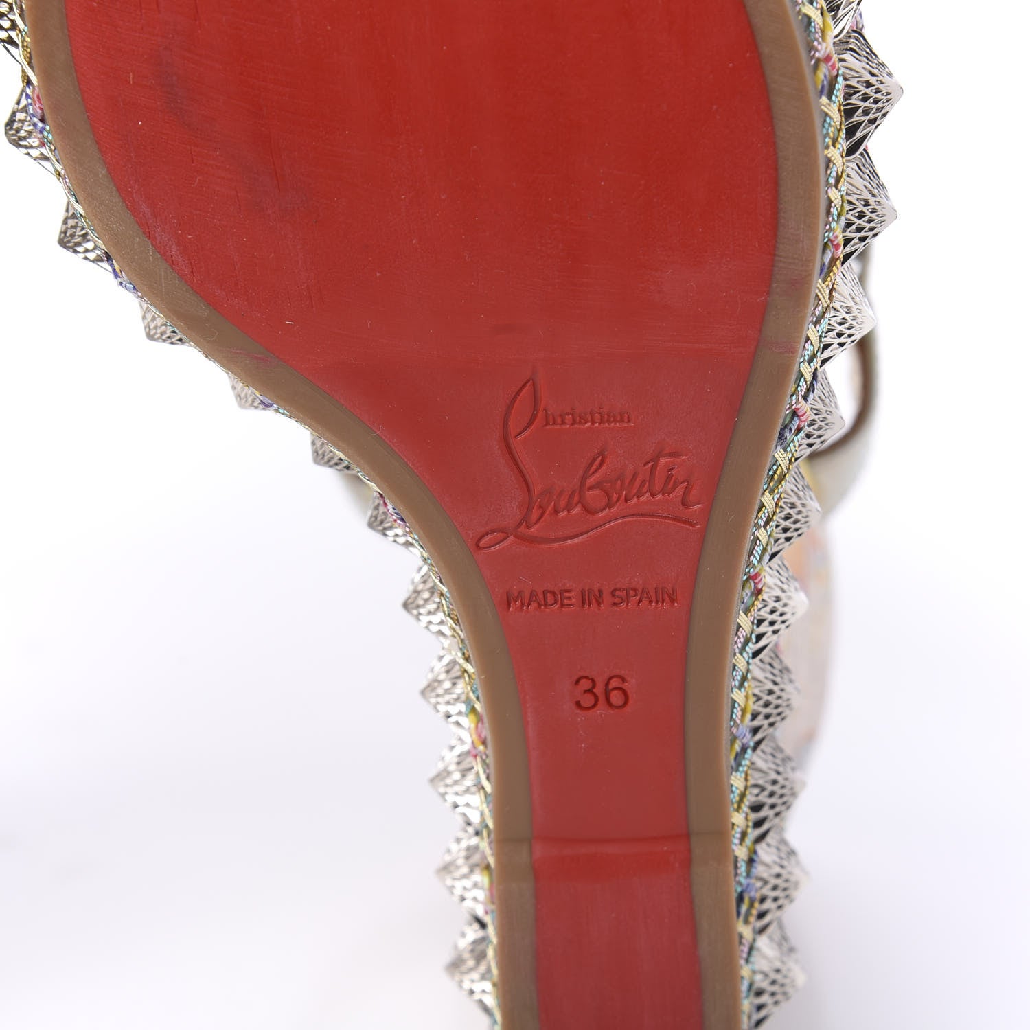 Christian Louboutin Lurex Flame Pira Ryad 110 Wedge Sandals 36 Platine Multicolor 6 of 7