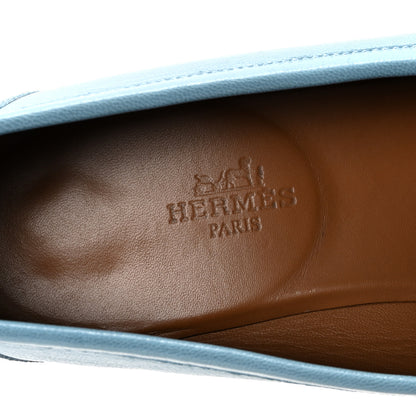 Hermes Goatskin Paris Loafers 38.5 Bleu Dorset 8 of 10