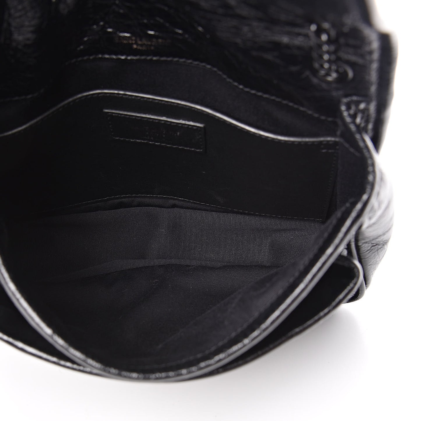 Crinkled Calfskin Matelasse Monogram Baby Niki Chain Satchel Black