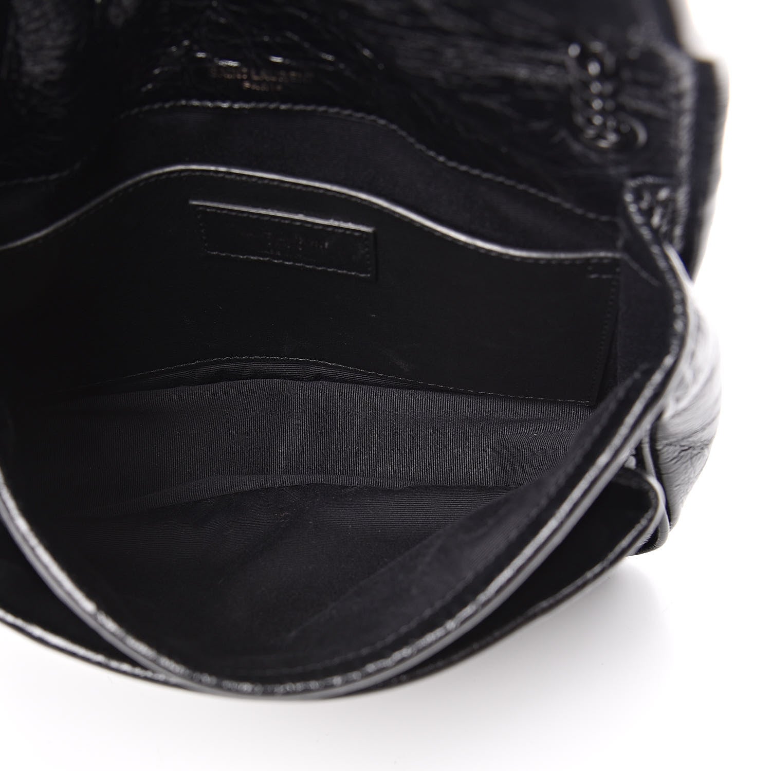 Saint Laurent Crinkled Calfskin Matelasse Monogram Baby Niki Chain Satchel Black 5 of 10