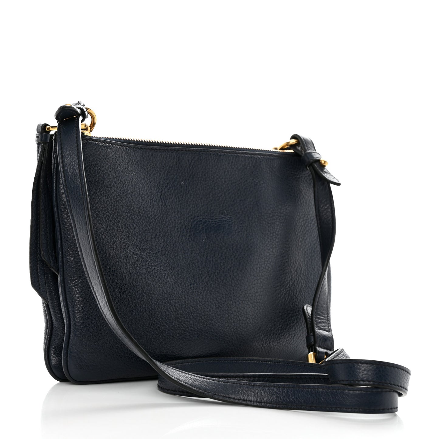 Vitello Phenix Double Zip Crossbody Bag Baltico