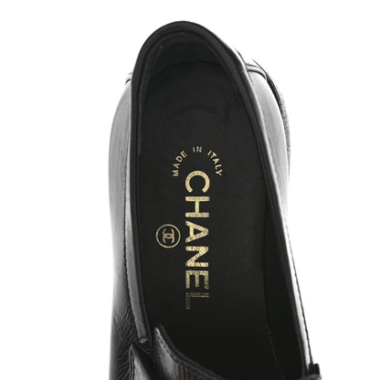 Chanel Shiny Calfskin Logo Loafers 35 Black 7 of 9
