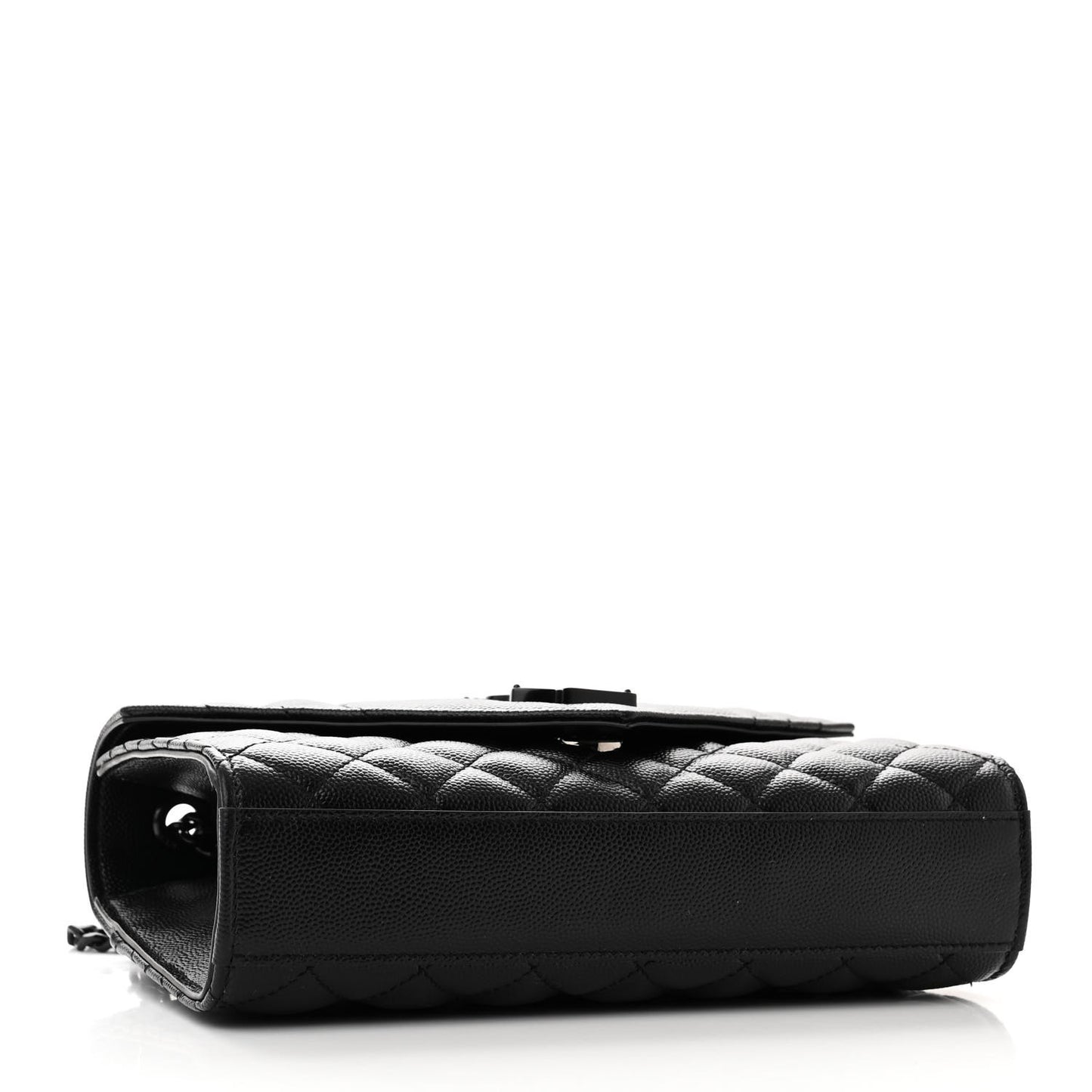 Grain De Poudre Textured Mixed Matelasse Triquilt Small Monogram Monochrome Satchel Black