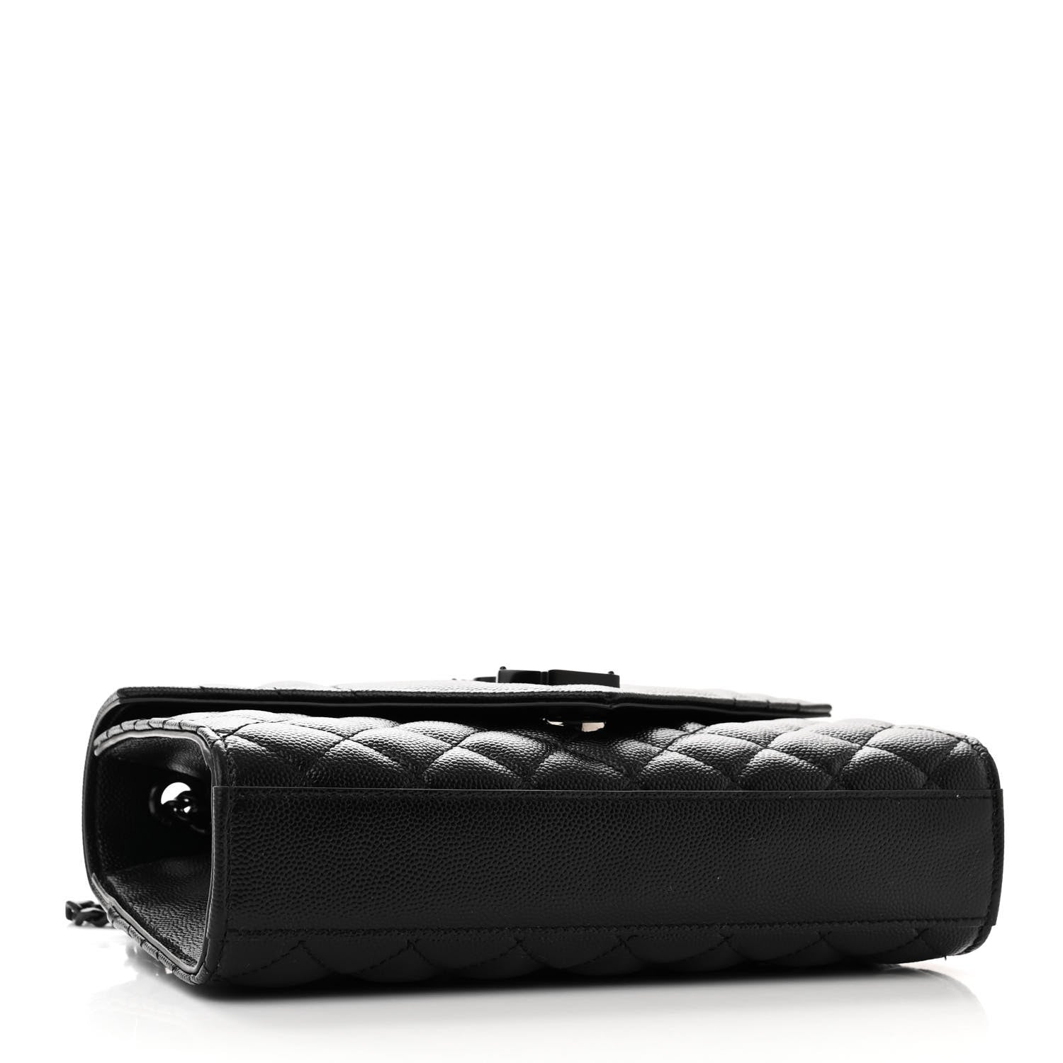 Saint Laurent Grain De Poudre Textured Mixed Matelasse Triquilt Small Monogram Monochrome Satchel Black 4 of 9