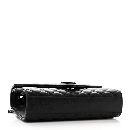 Saint Laurent Grain De Poudre Textured Mixed Matelasse Triquilt Small Monogram Monochrome Satchel Black 4 of 9