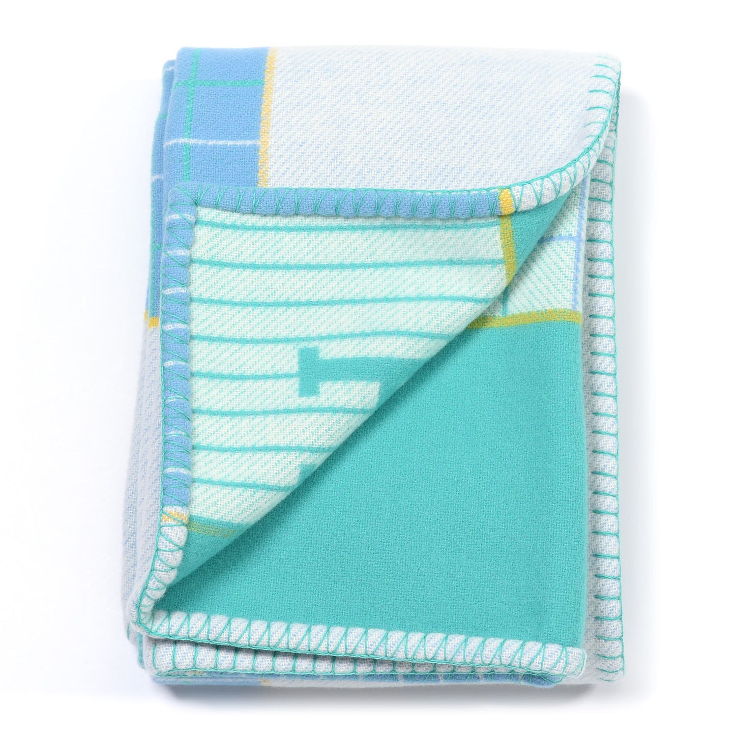 Wool Cashmere Avalon Passe-Passe Blanket Bleuet