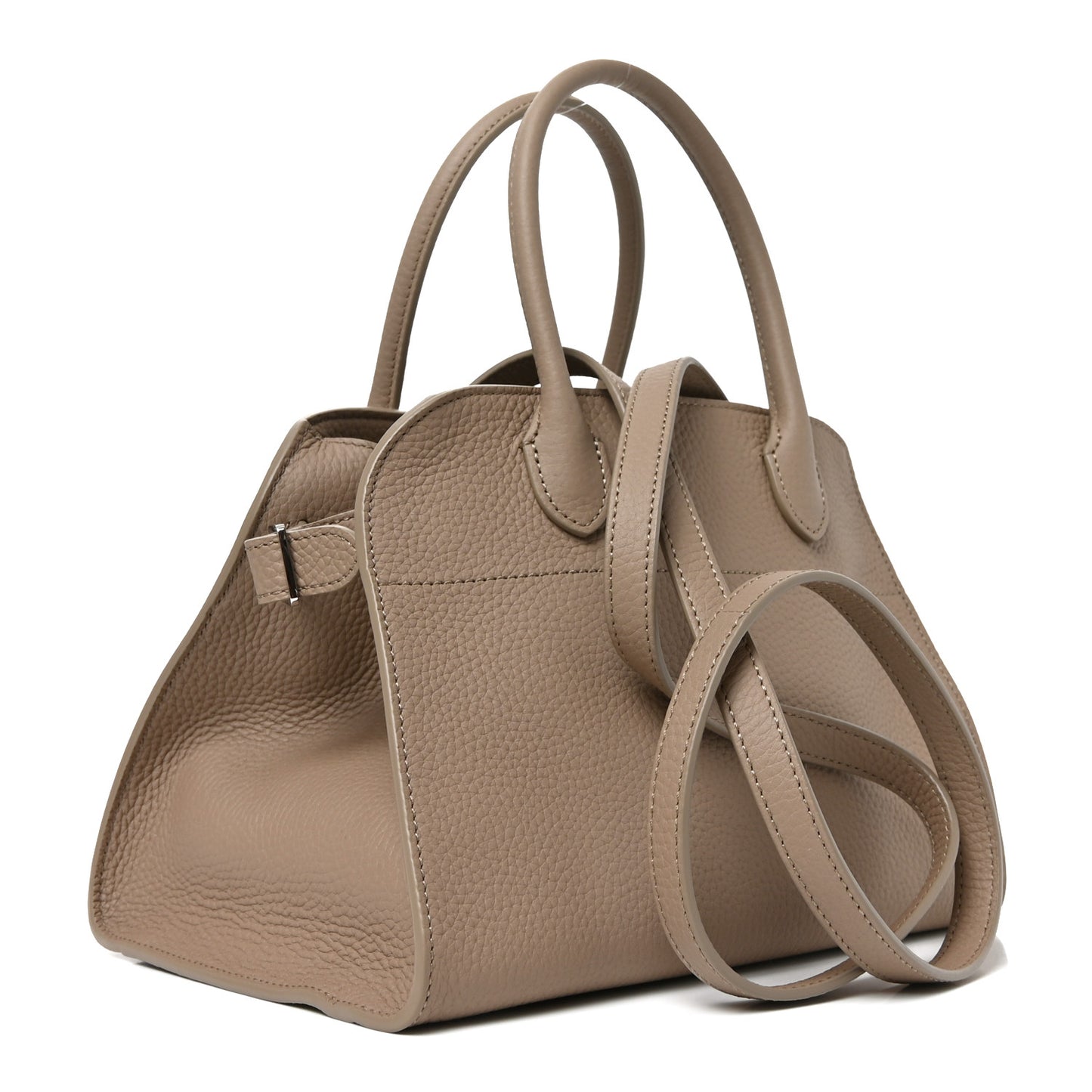 Grained Calfskin Soft Margaux 10 Bag Dark Taupe