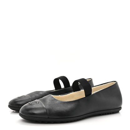 Chanel Lambskin Cap Toe CC Mary Jane Flats 39 Black 4 of 8