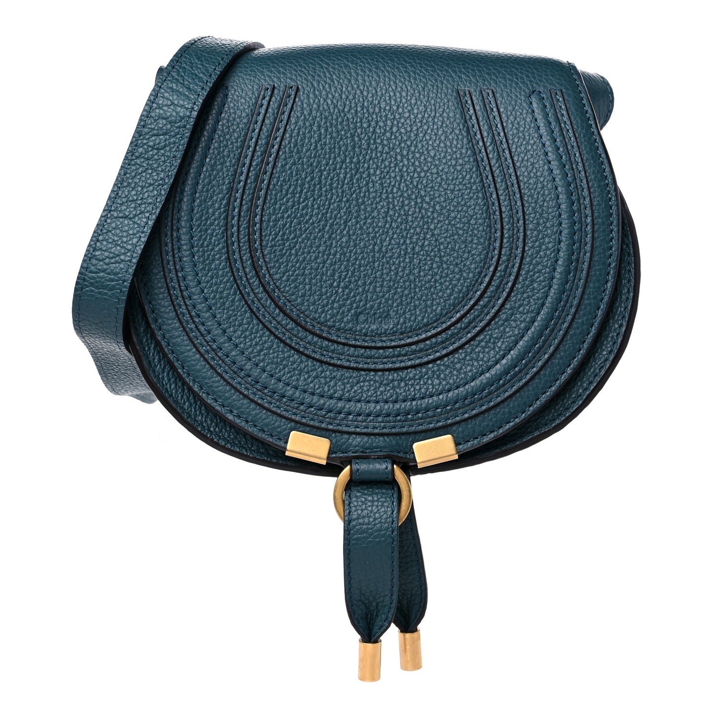 Calfskin Mini Marcie Round Crossbody Bag Teal