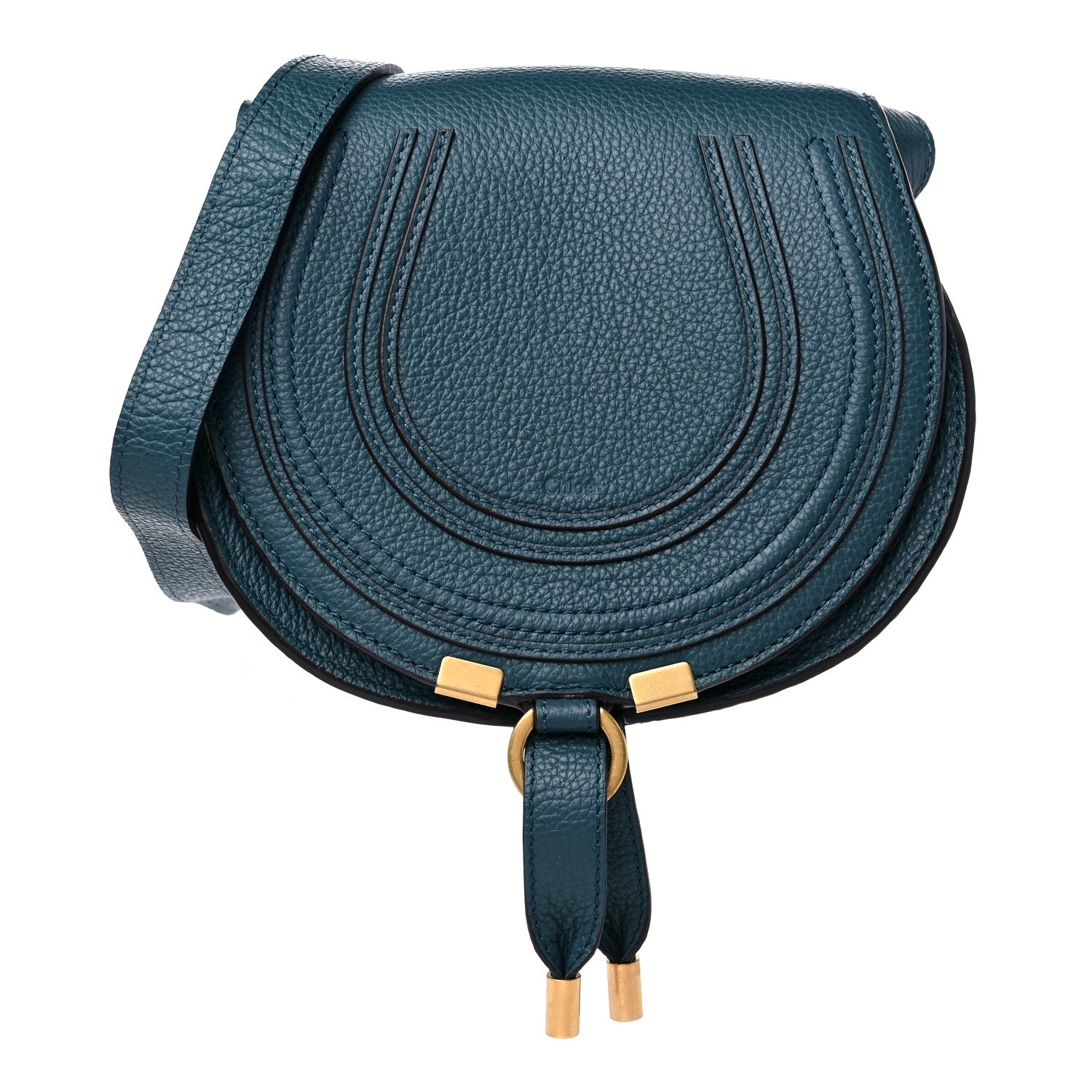 Chloe Calfskin Mini Marcie Round Crossbody Bag Teal 1 of 8
