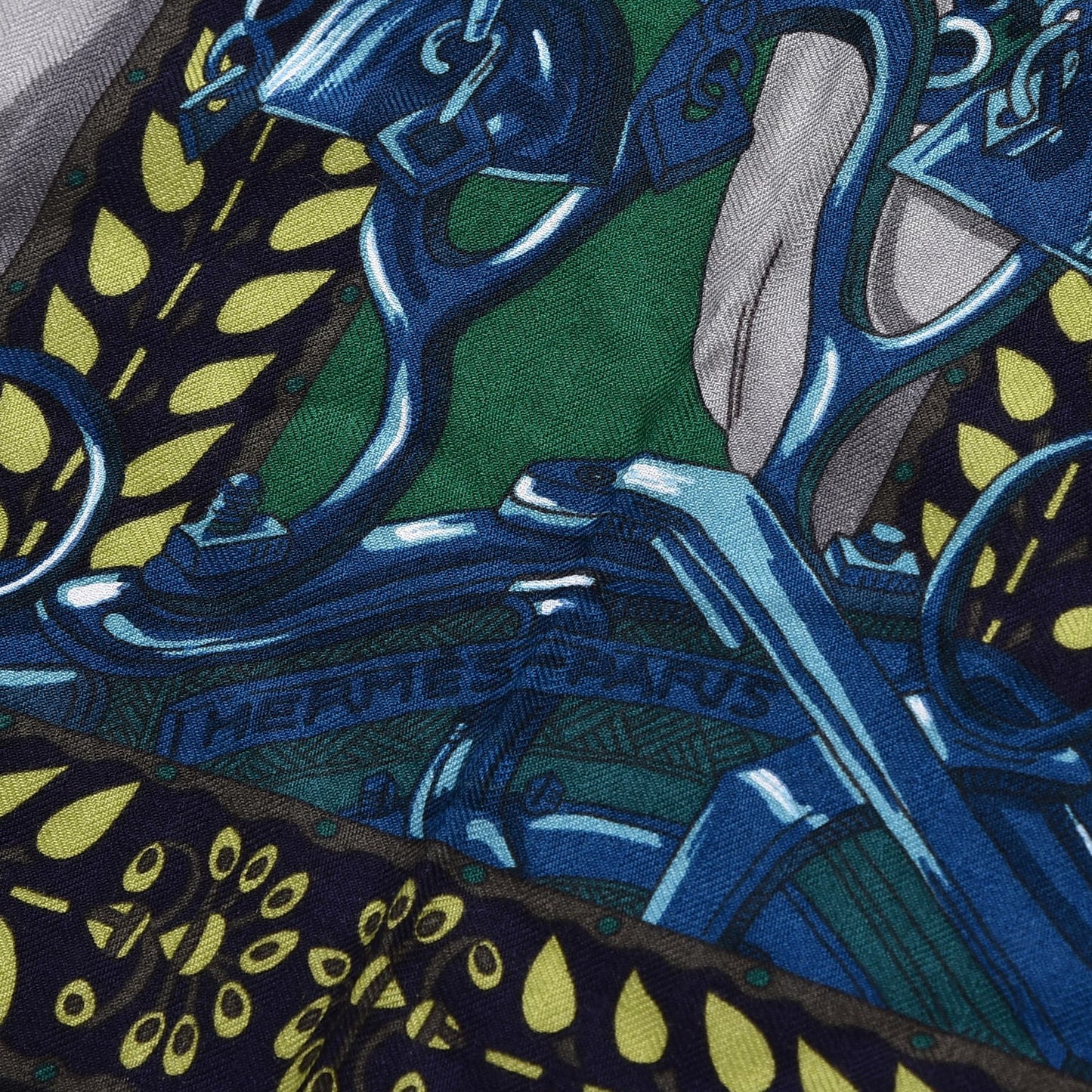 Cashmere Silk La Danse Du Cheval Shawl 140 Noir Vert Turquoise
