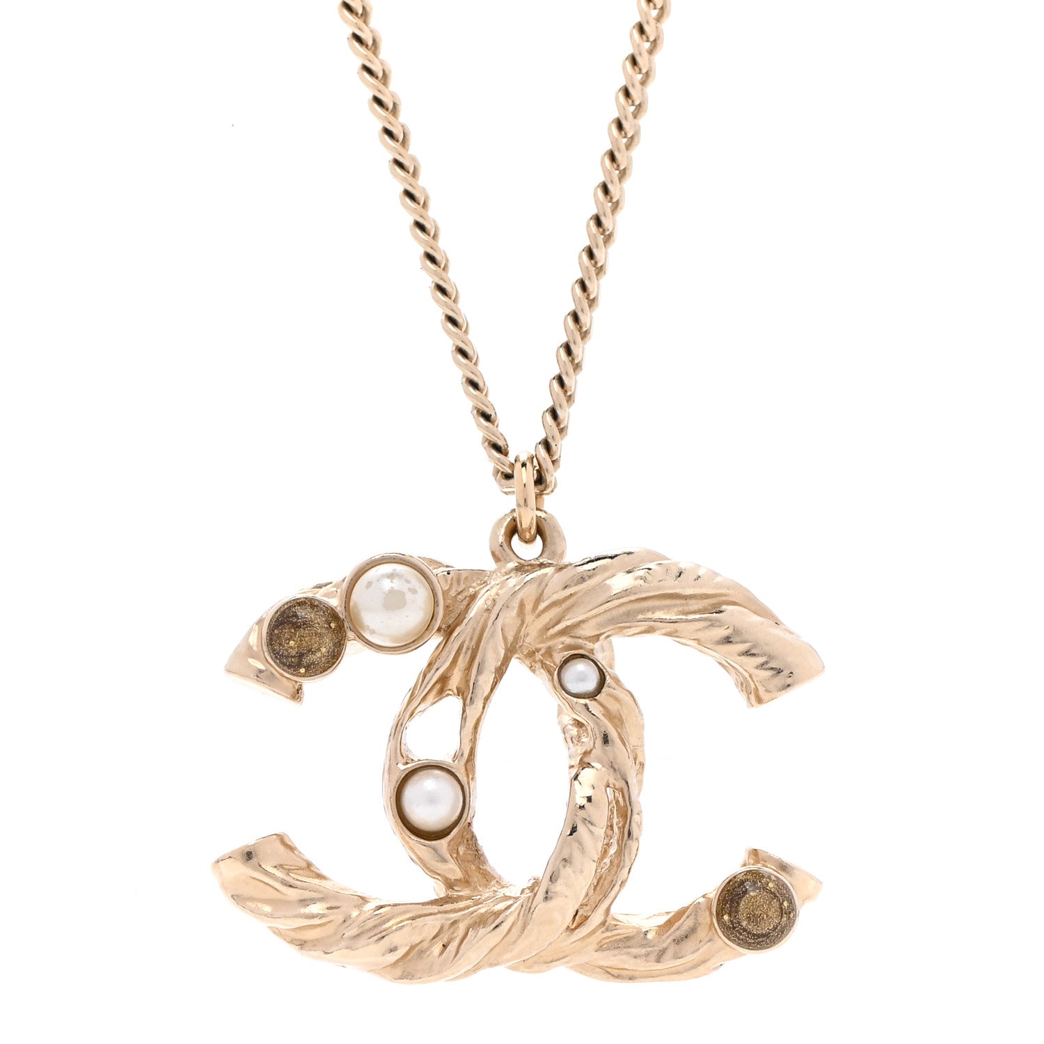 Chanel Pearl Crystal CC Bead Necklace Gold 4 of 8