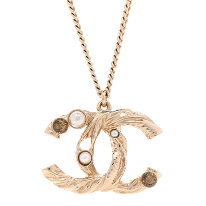 Chanel Pearl Crystal CC Bead Necklace Gold 4 of 8