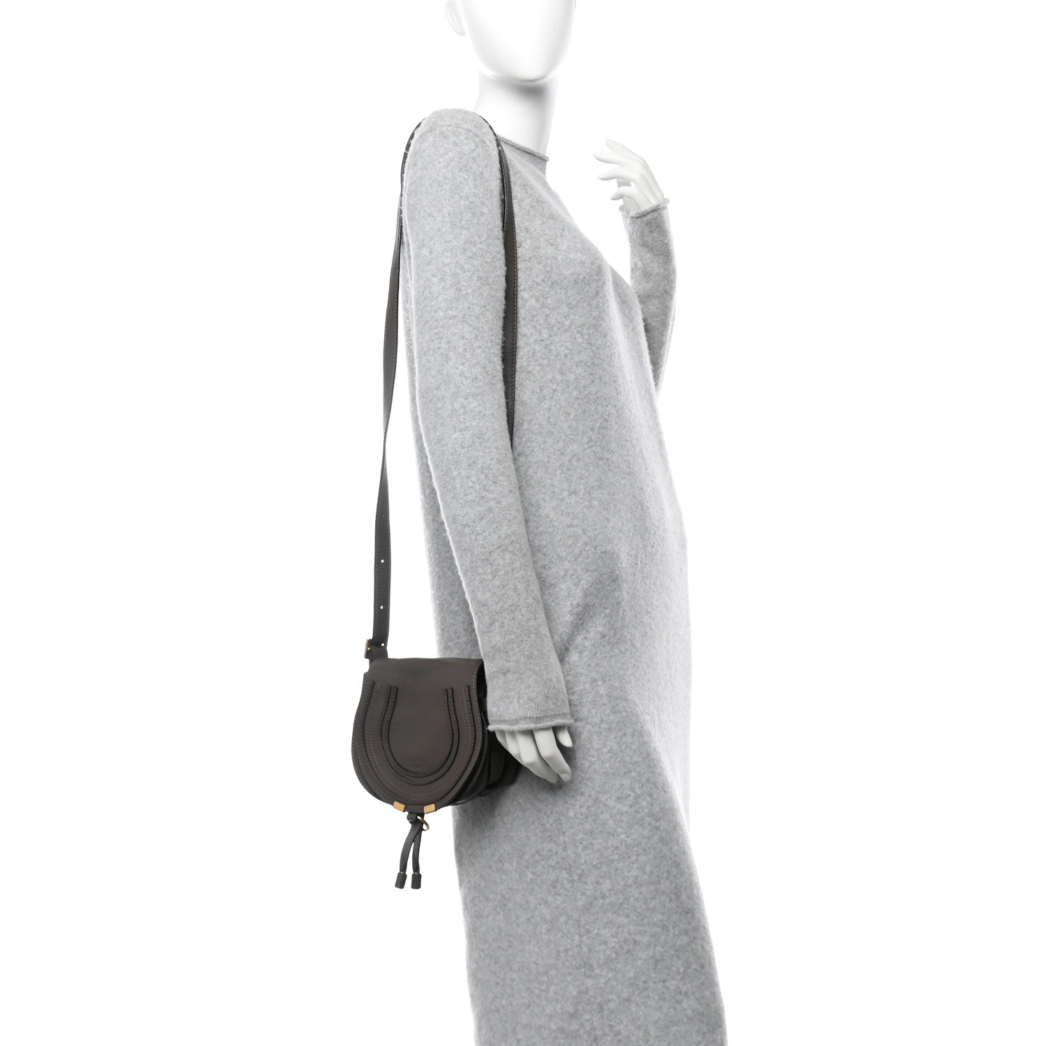 Chloe Calfskin Mini Marcie Round Crossbody Bag Cashmere Grey 2 of 11