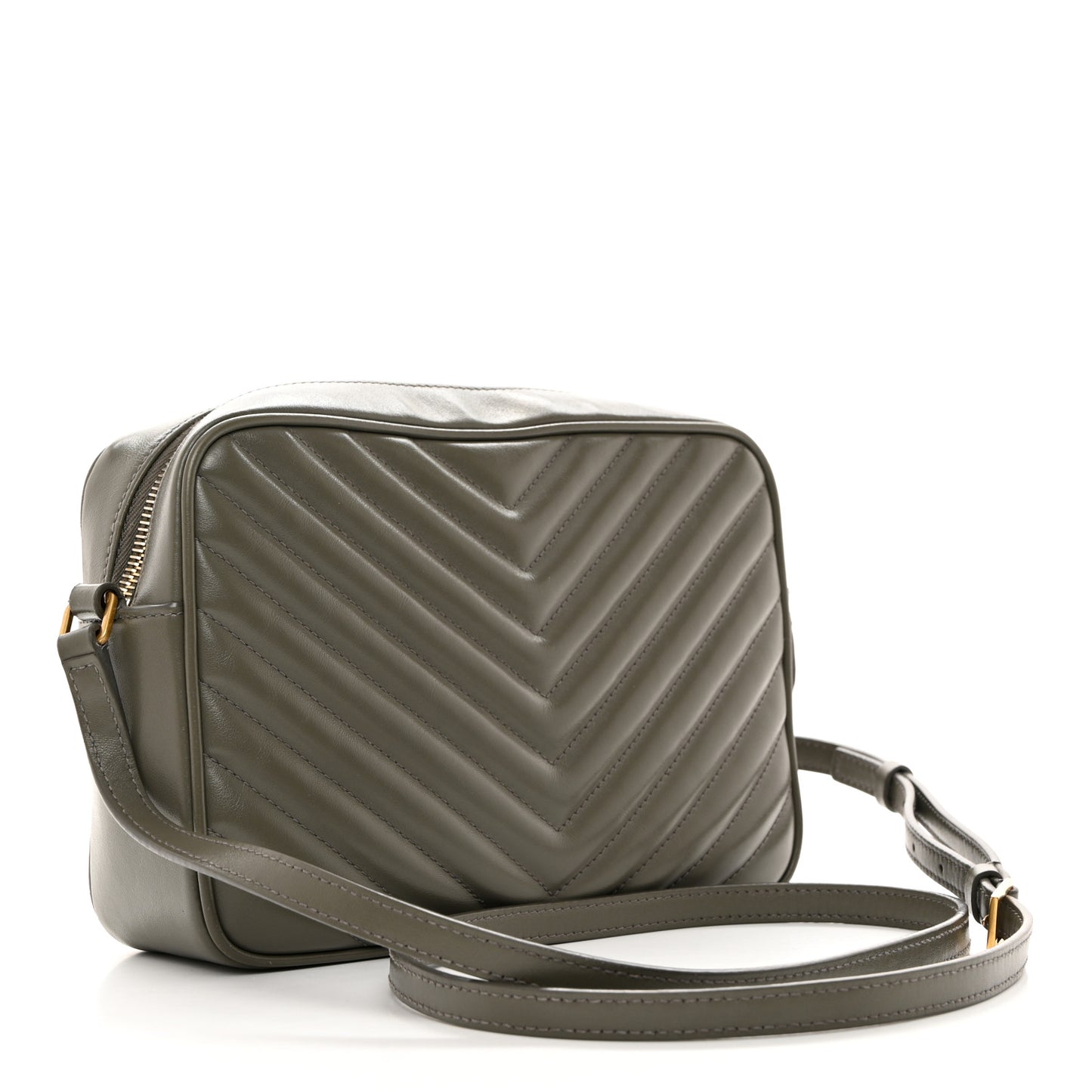 SAINT LAURENT Calfskin Matelasse Monogram Lou Camera Bag Dusty Grey