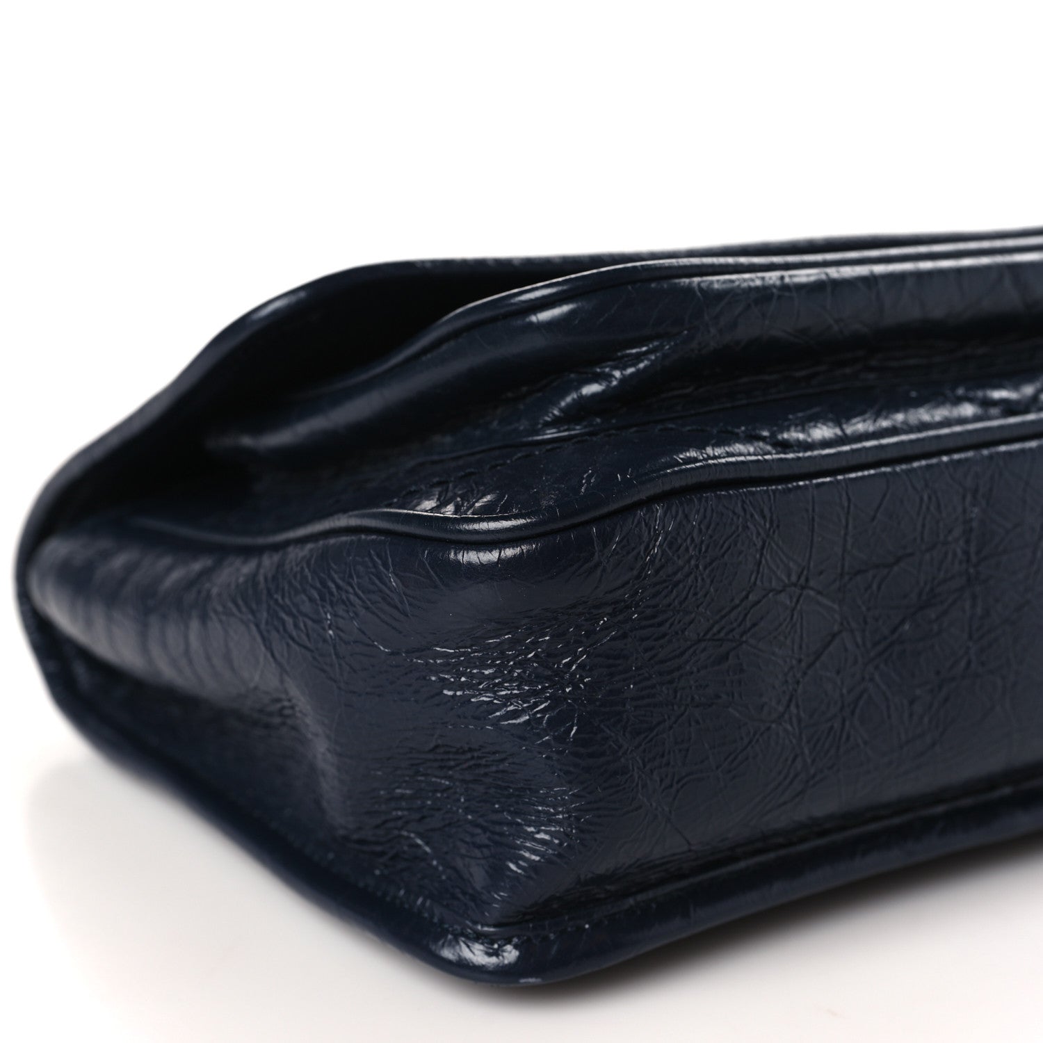 Saint Laurent Crinkled Calfskin Matelasse Monogram Baby Niki Chain Satchel Navy 8 of 10