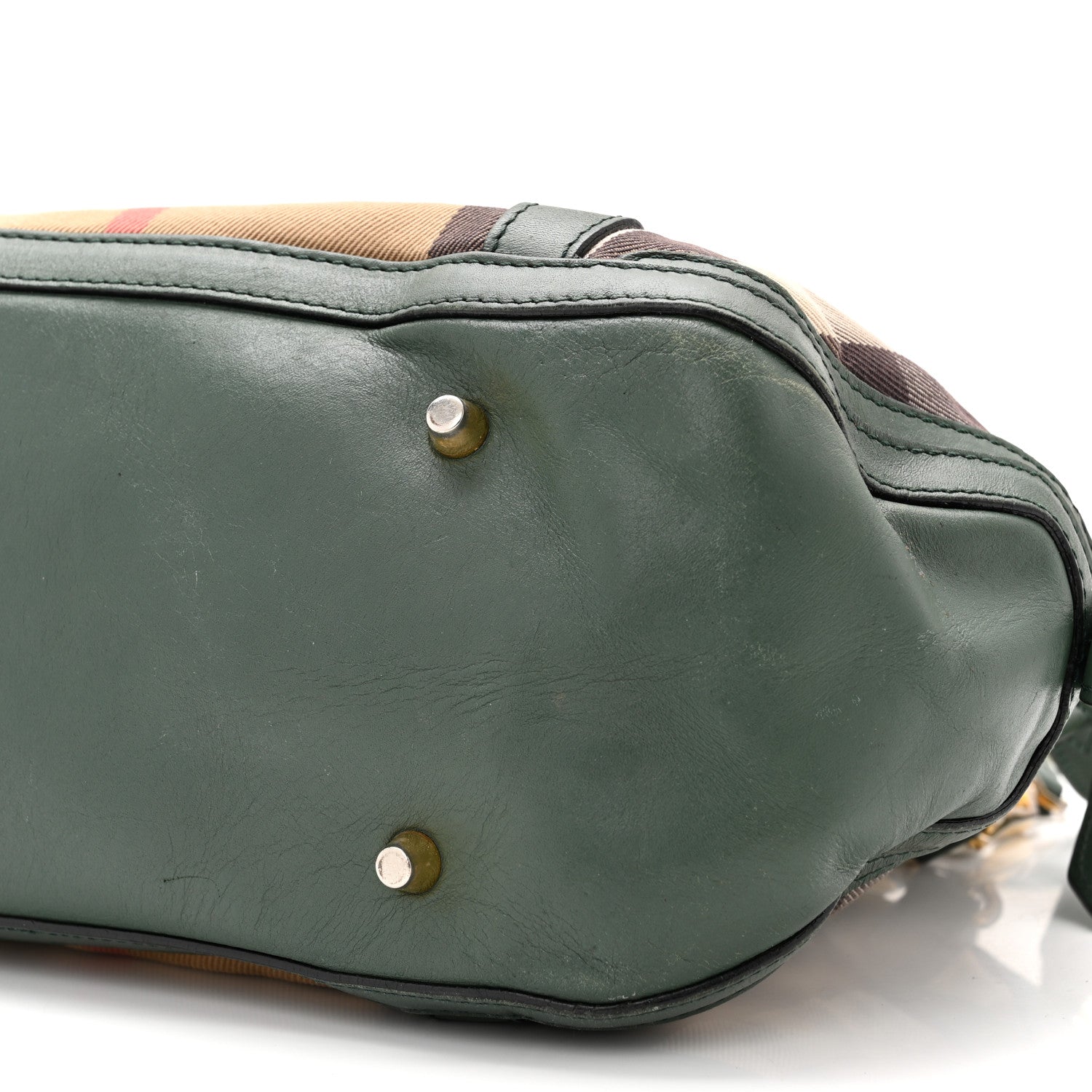 Burberry Bridle Calfskin House Check Small Orchard Bowling Bag Green 11 of 18