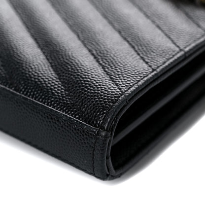 Saint Laurent Grain De Poudre Matelasse Chevron Monogram Chain Wallet Black 12 of 12