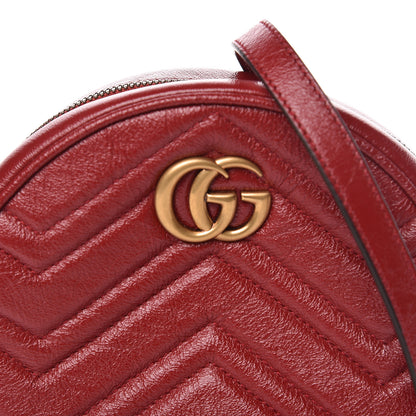 Gucci Glazed Calfskin Matelasse Heart Mini GG Marmont Round Shoulder Bag Romantic Cerise 8 of 10