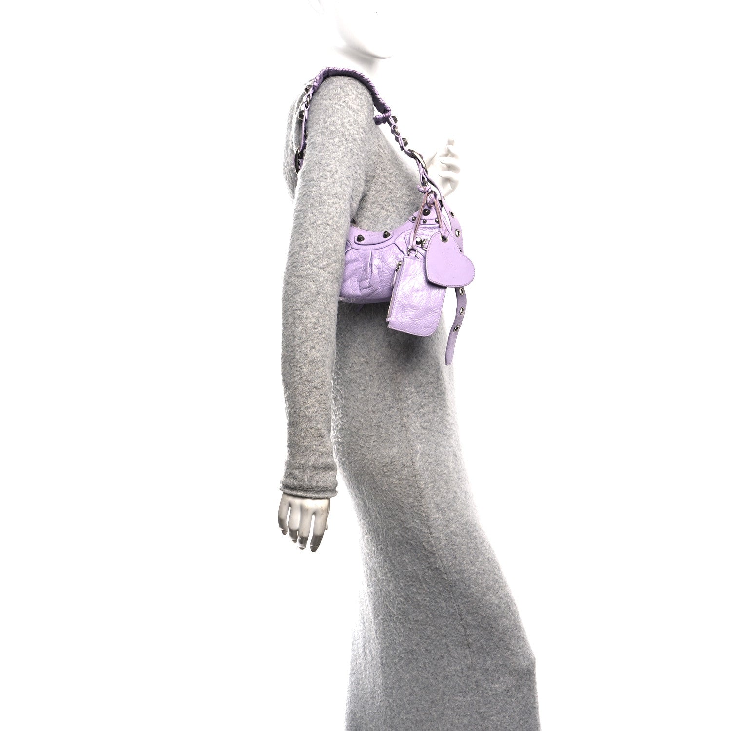 Balenciaga Extra Supple Calfskin Crocodile Embossed Le Cagole Shoulder Bag XS Lilac 2 of 18