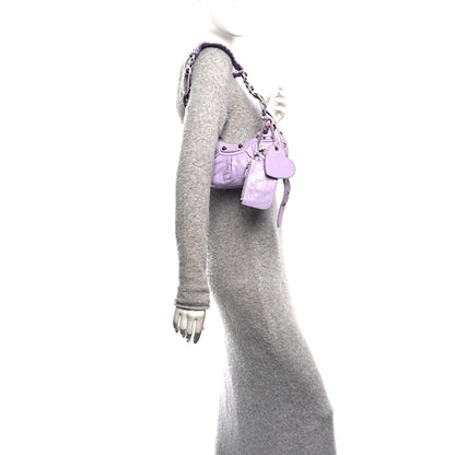 Balenciaga Extra Supple Calfskin Crocodile Embossed Le Cagole Shoulder Bag XS Lilac 2 of 18
