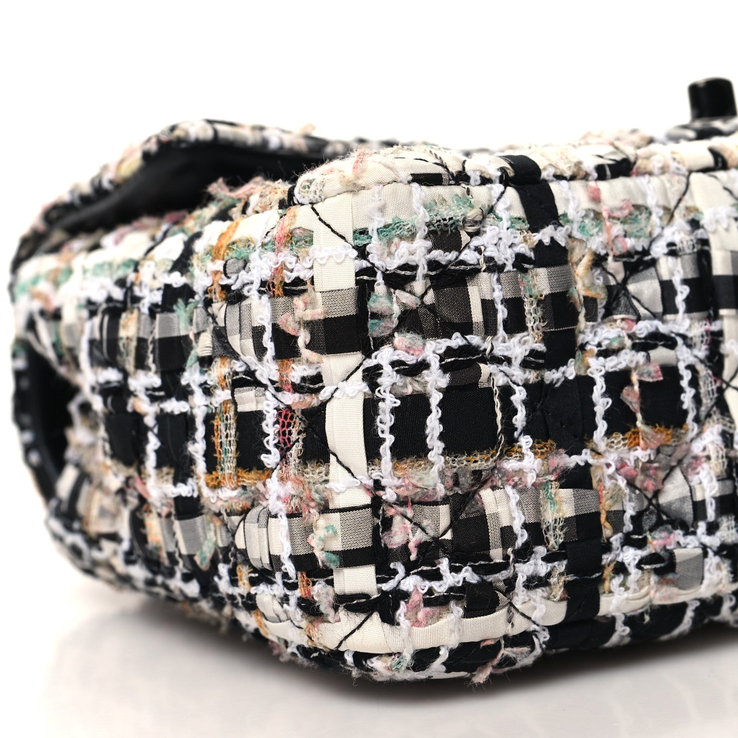 Chanel Tweed Quilted Mini Rectangular Flap White Black Multicolor 9 of 11