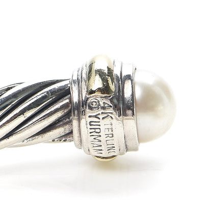 David Yurman Sterling Silver 14K Yellow Gold Pearl 7mm Cable Classics Bracelet 4 of 5