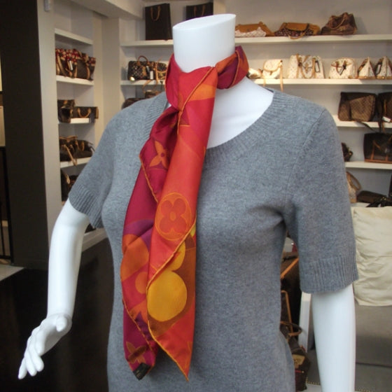 Silk Monographic Carre Scarf Orange