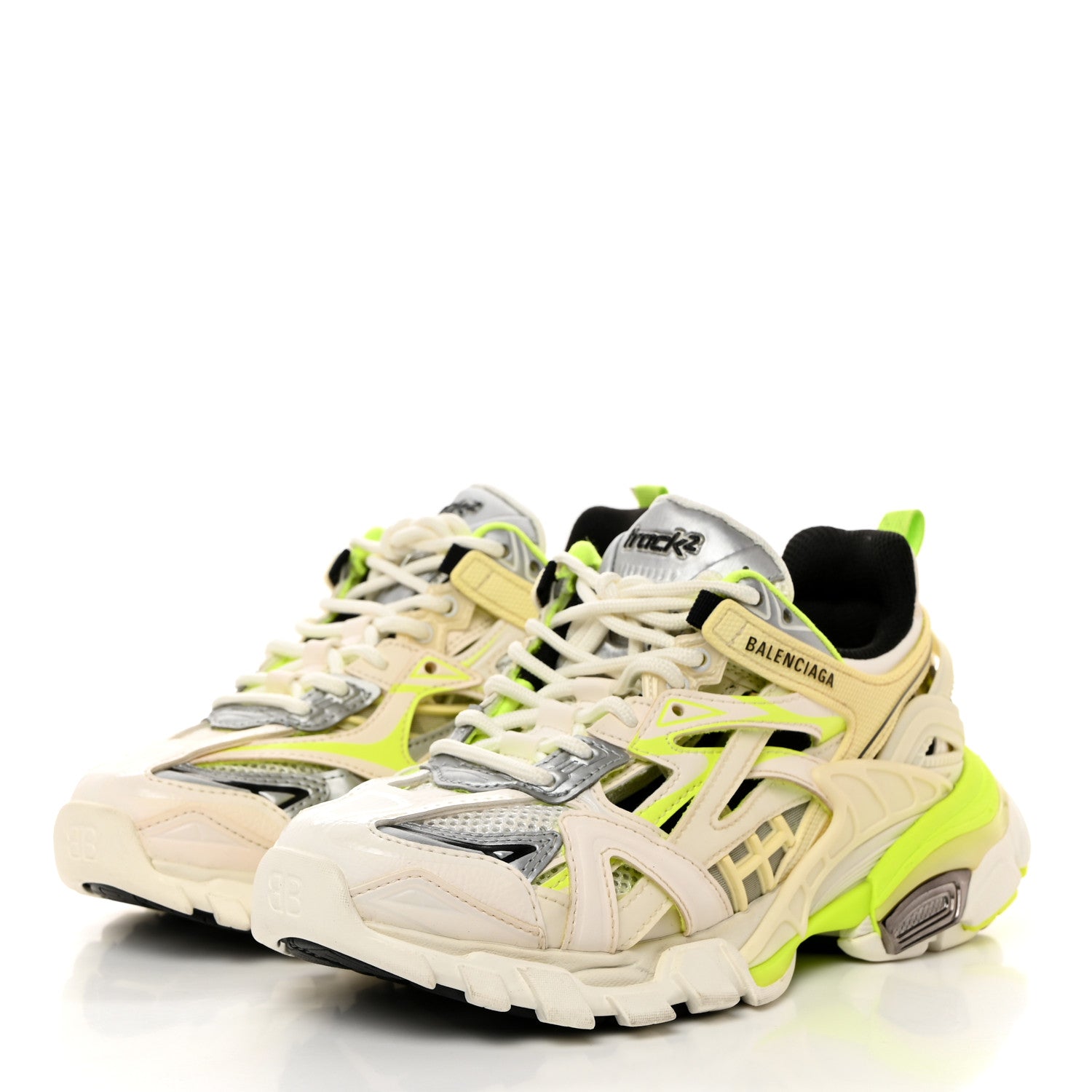 Balenciaga Rubber Mesh Bi-Color Womens Track.2 Open Sneakers 35 White Fluo Yellow 3 of 9