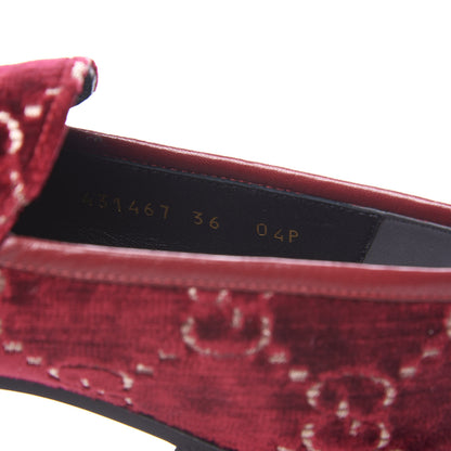 Gucci Velvet Malaga Kid GG Monogram Horsebit Womens Jordaan Loafers 36 Red Cipria Romantic Cerise 10 of 11