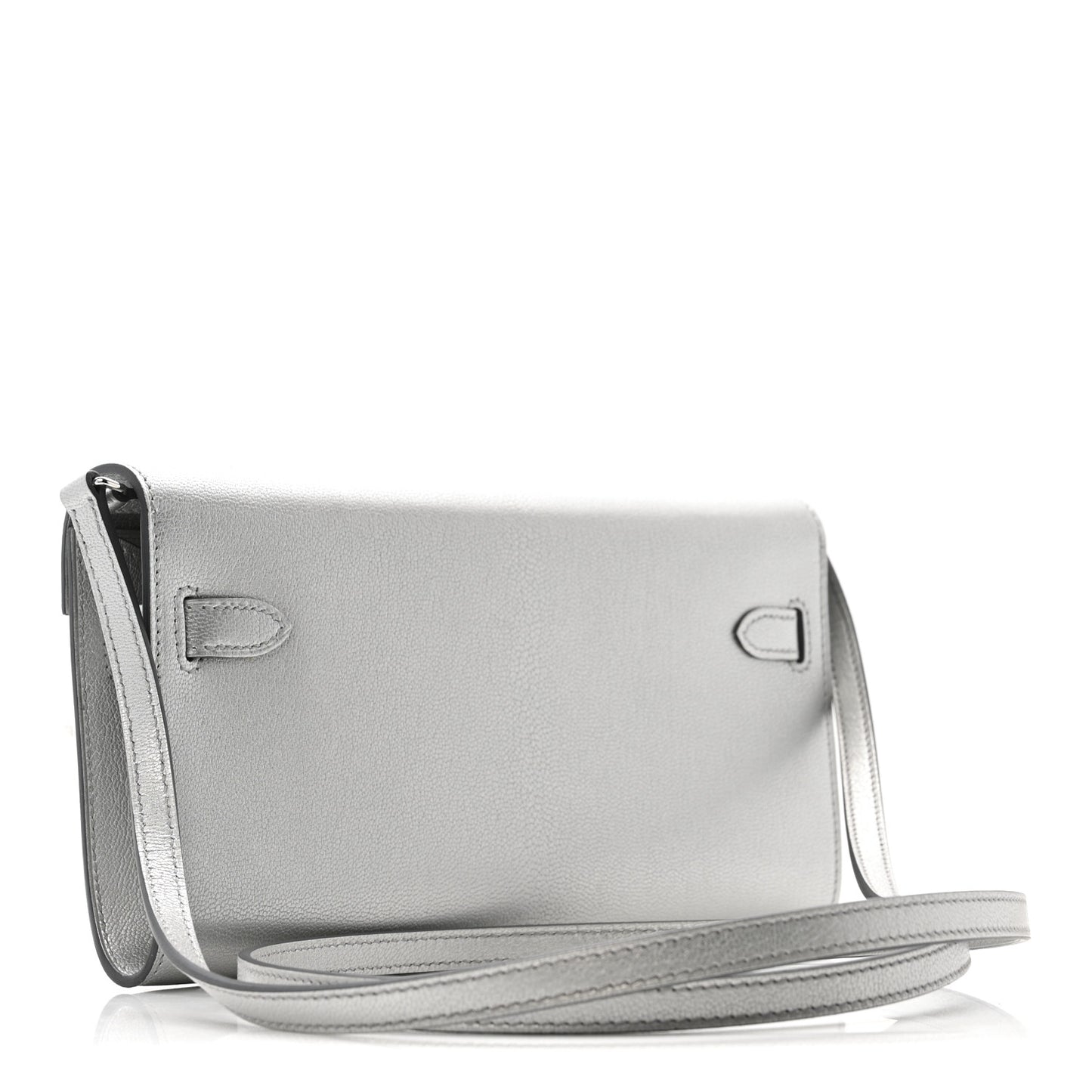 Metallic Chevre Chamkilight Kelly Wallet To Go Argent