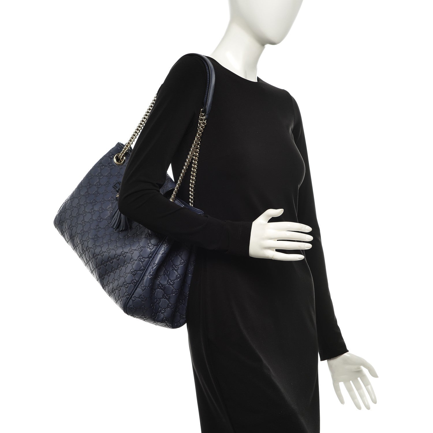 Gucci Guccissima Medium Emily Shoulder Bag Blue 2 of 9