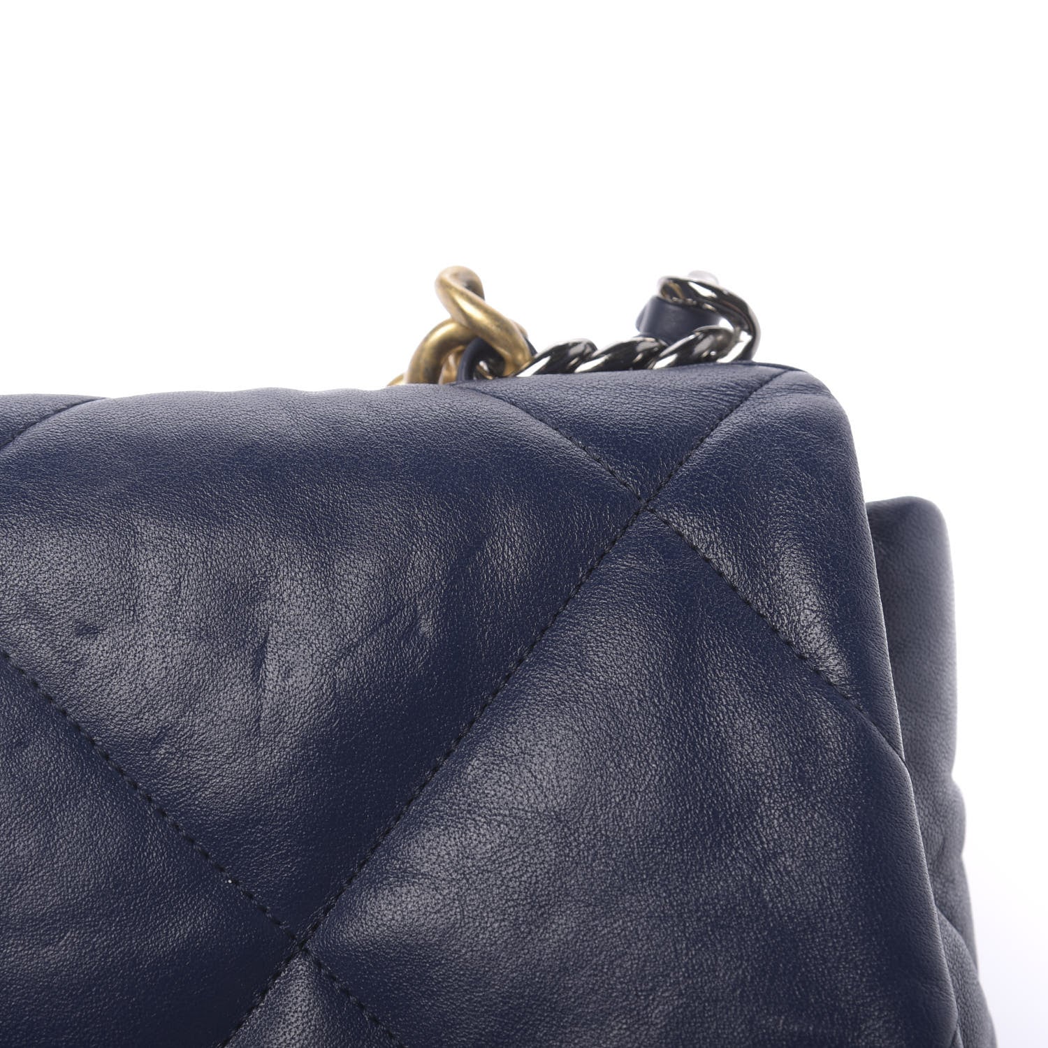 Chanel Goatskin Quilted Medium 19 Flap Dark Blue 14 of 15