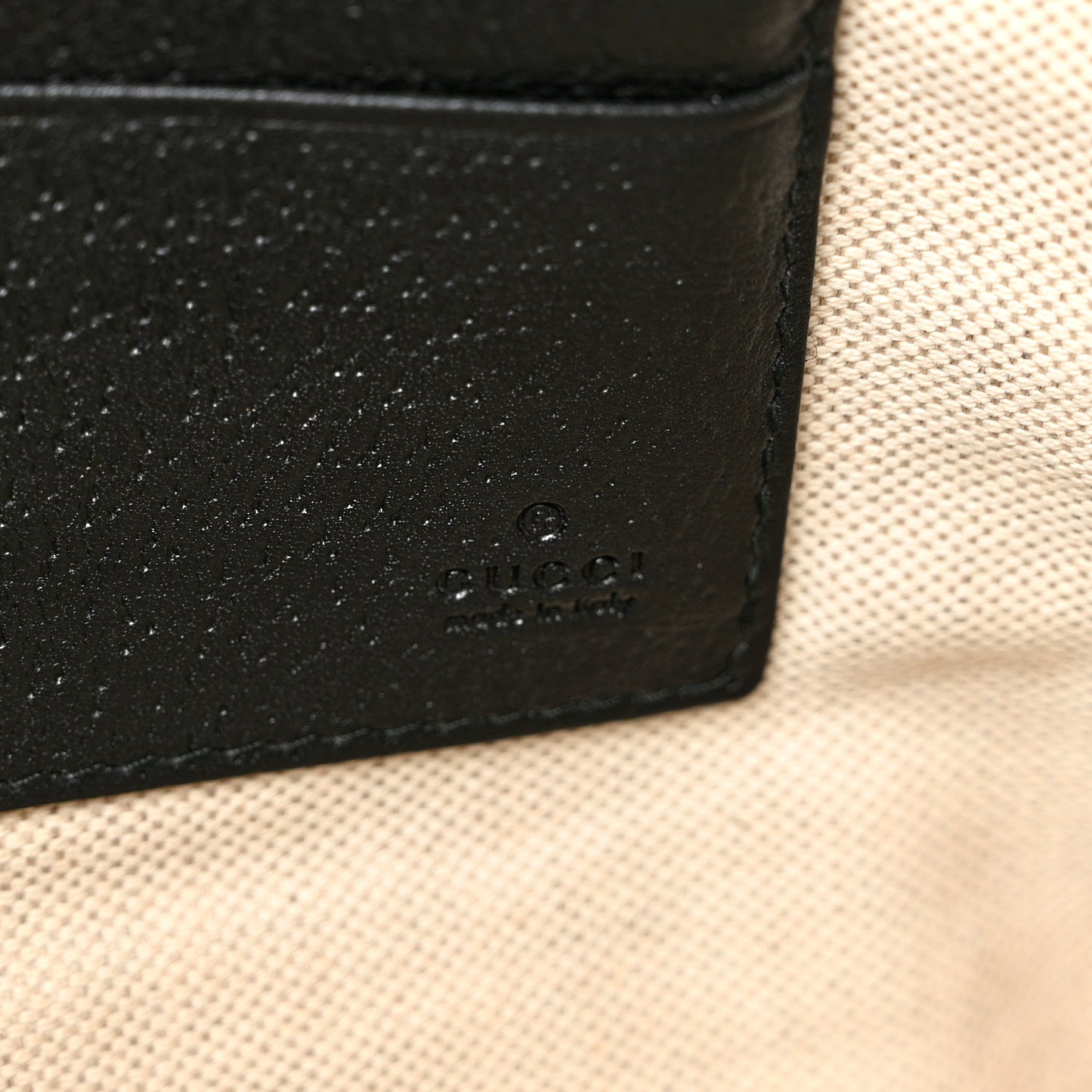 Dollar Calfskin Boar Effect Bee Star Zip Wristlet Pouch Black