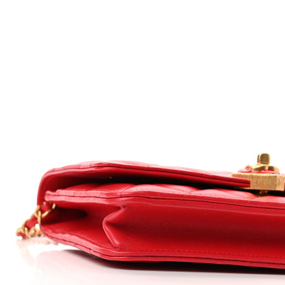 Chanel Lambskin Plexiglass Quilted Coco Love Wallet On Chain WOC Red 10 of 12