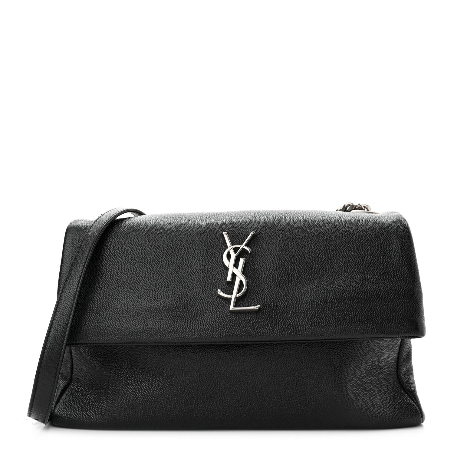 Saint Laurent Grain De Poudre Medium West Hollywood Monogram Fold-Over Black 1 of 10
