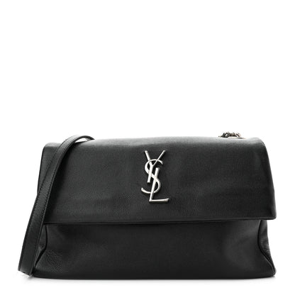 Saint Laurent Grain De Poudre Medium West Hollywood Monogram Fold-Over Black 1 of 10