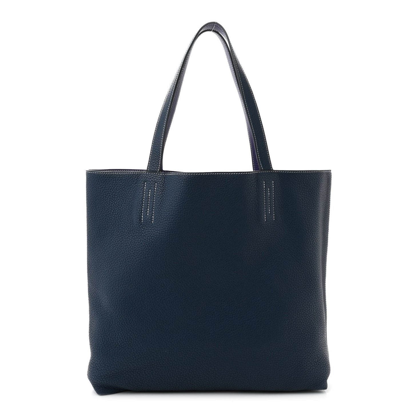 Taurillon Clemence Double Sens 36 Reversible Tote Iris Bleu De Malte