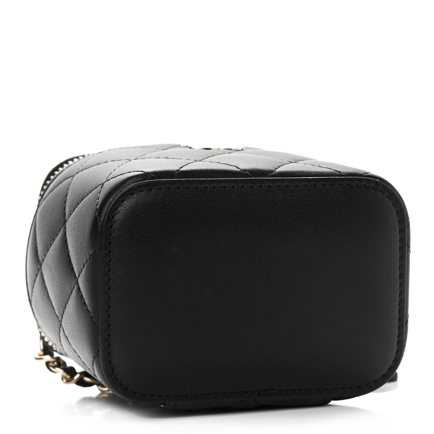 Chanel Lambskin Quilted Mini Vanity Case With Pearl Chain Black 3 of 11