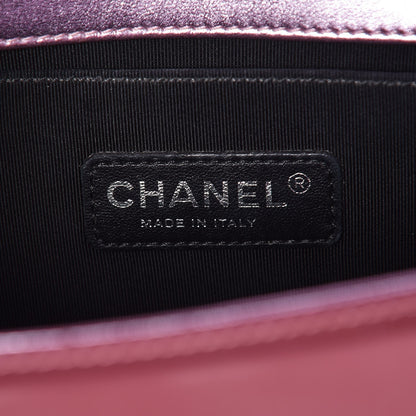 Chanel Metallic Patent Calfskin Quilted Medium Boy Flap Light Pink 6 of 8