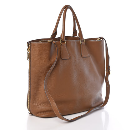 Prada Vitello Daino Side Zip Tote Cannella 4 of 10