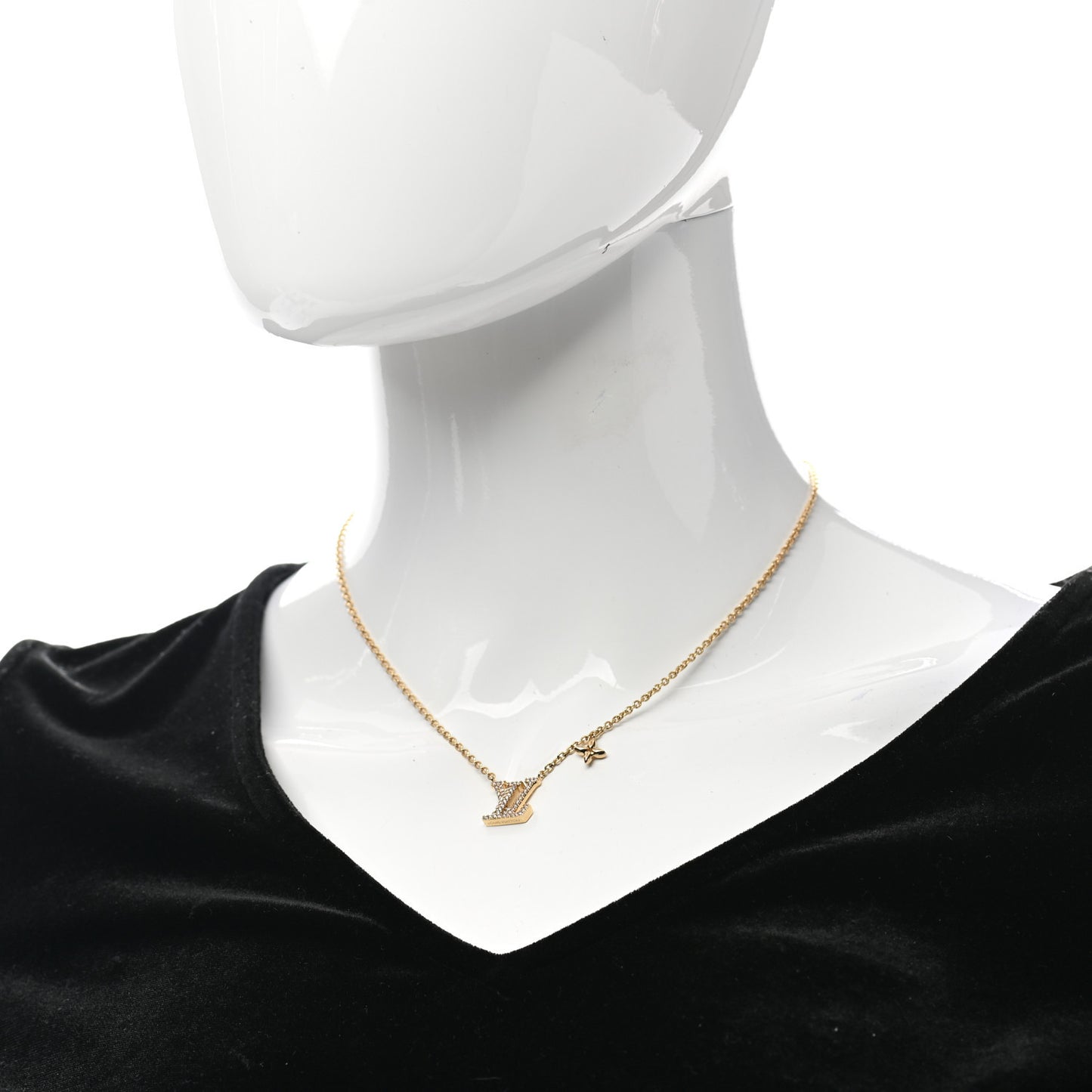 Metal Crystal LV Iconic Necklace Gold