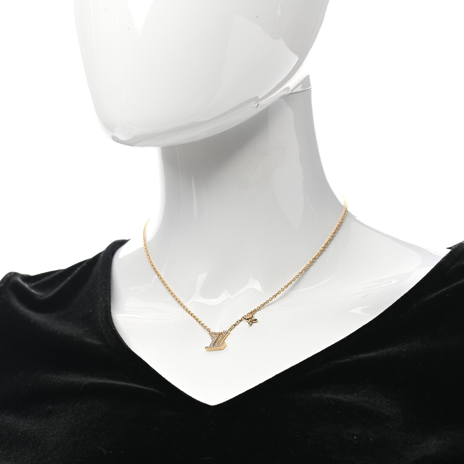 Louis Vuitton Metal Crystal LV Iconic Necklace Gold 1 of 6