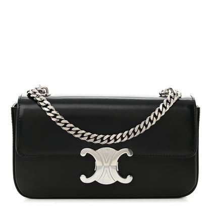 Celine Shiny Calfskin Triomphe Chain Shoulder Bag Black 1 of 12